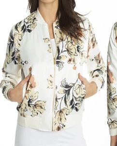 เสื้อแจ็คเก็ตยีนส์ผ้าซาตินพิมพ์ลายดอกไม้ลำลองสำหรับผู้หญิง สีพื้น แขนยาว กันน้ำ กันลม ไซส์ผู้ใหญ่ ขายดี สไตล์ใหม่ - Product Image 5