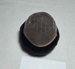 Prothèse capillaire Q6 en cheveux humains 100% naturels, avec dentelle frontale, pour hommes, cheveux indiens Remy, design central, Taz Hair BD - Product Image 4