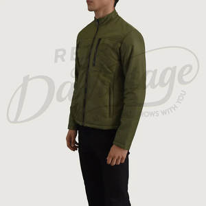 Chaqueta Acolchada Verde Oliva para Hombre, Cuello Alto, Corte Ajustado, Cálida, Ligera, Resistente al Viento, para Invierno - Product Image 5
