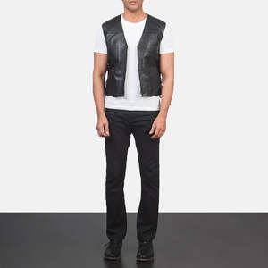 <b>Womens</b> Genuine Leather Biker <b>Vest</b> Sleeveless Motorcycle Style Casual Fashion Outerwear Custom Wholesale OEM - Product Image 6