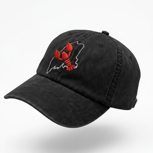Casquette de baseball en coton avec broderie homard et contour de l'État du Maine, style vintage délavé, casquette de papa personnalisable OEM, casquette de mode - Product Image 5
