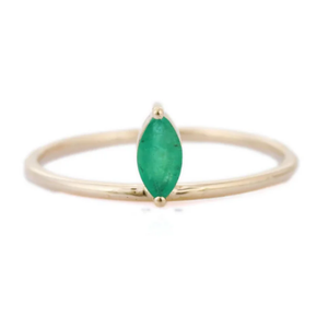 14K Gold Statement Constellation Ring with Natural Emerald - Product Image 1