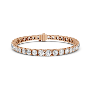 Bracelet de luxe intemporel et élégant en or rose 18 carats avec diamant rond brillant cultivé en laboratoire, serti à griffes - Product Image 1