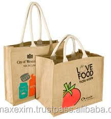 Vente en gros Logo personnalisé Fourre-tout en toile de jute écologique blanc naturel Sac à provisions en jute d'épicerie - Product Image 3