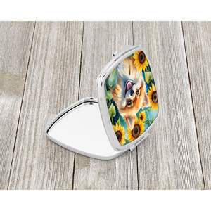 Pomarian Tournesols Miroir de maquillage de voyage compact Cadeau de conception de poche pliant pour femmes et filles - Product Image 2
