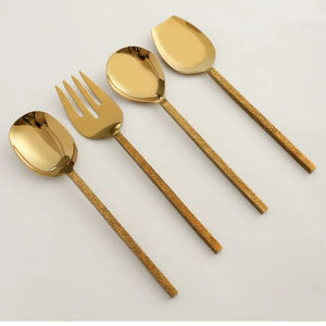 Ensemble de cuillères à salade en acier inoxydable doré au design classique, lavable au lave-vaisselle, pour la cuisine, les hôtels, les maisons, qualité d'exportation - Product Image 1