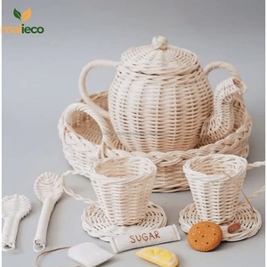 Service à thé en rotin naturel fait à la main Little Sippers Collection-Jouet pour bébé de 5 à 7 ans Produit en gros fabriqué au Vietnam - Product Image 2