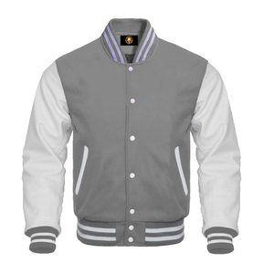 Nouvelle veste varsity rose pour homme, design tendance, avec manches blanches et poignets rayés, tenue décontractée d'automne, Fortleo - Product Image 1