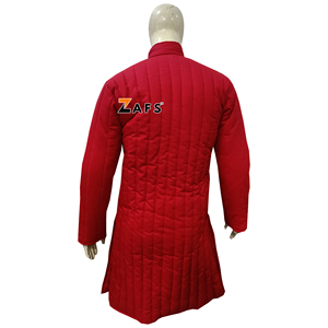 Authentic Medieval Red Gambeson Jacket Handmade Thick Padded Cotton Armor Coat Full Sleeve <b>Winter</b> Protective Reenactment Jacket - Product Image 5