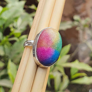 Anillo de cuarzo Solar arcoíris de Plata de Ley 925, Joyería de diamantes Multicolor única hecha a mano para regalo de fiesta de compromiso - Product Image 6