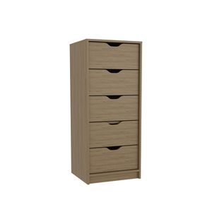 Basilea Commode haute et étroite en chêne naturel avec système coulissant à cinq tiroirs - Product Image 6