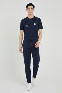 Conjunto Médico Unisex de Manga Corta y Pantalones Jogger, Tela Elástica Transpirable de Spandex/Algodón, Uniforme de Hospital para Doctores y Enfermeras - Product Image 4