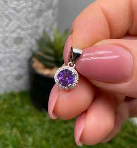 Colgante de Amatista Natural en Plata de Ley 925 con Oro, Estilo Vintage, Certificado IGI, Joyería Fina Hecha a Mano, Regalo para Mujer, Venta al Por Mayor - Product Image 1