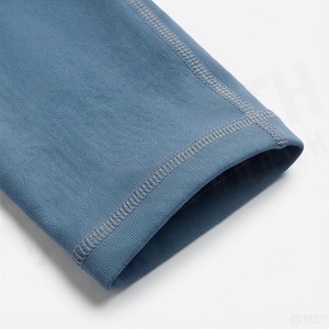Hochgeschnittene Capri-Leggings Einfarbig Blau Nahtlos Dehnbar Atmungsaktiv Gestrickt Sportliche Damen-Yogahose Für Alle Jahreszeiten - Product Image 6