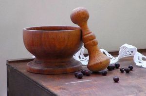 Natural Wood Mortar And Pestle Traditional Manual <b>Grinder</b> For Dry Masala <b>Herbs</b> Seeds And Spices - Product Image 5
