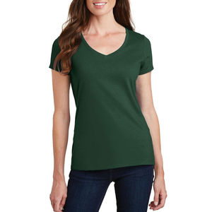 Camiseta de Punto Unisex con Cuello en V, Manga Corta, Color Sólido, Corte Regular, Informal, Invierno, 100% Algodón, Transpirable, Verde - Product Image 5