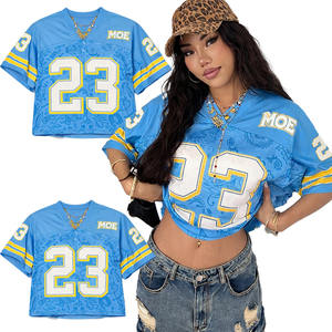 Özel Baskılı Toptan Nakışlı Süblimasyon Polyester Fileli Jersey Spor Retro Sokak Giyim Kutulu Kesim Tişört Amerikan Futbolu Forması - Product Image 4