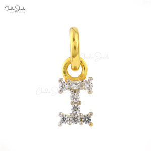 Premium 925 Sterling Silver I Initial Pendant Natural 0.9MM Round White Zircon Personalized Alphabet Jewelry Wholesale Supplier - Product Image 1