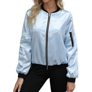 Chaqueta Bomber Acolchada Tejida para Mujer, Suave, Cálida, Ligera, Resistente al Viento, Transpirable, con Cierre Frontal y Dobladillo Acanalado para Uso Diario al Aire Libre - Product Image 1