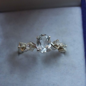 Bague en topaze blanche facettée, argent sterling 925, pierre précieuse vintage, bague de fiançailles et de mariage, cadeau fait main pour elle - Product Image 1