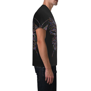 Camiseta Casual de Poliéster para Hombre al por Mayor, Cuello Redondo, Estampado de Diamantes de Imitación, Patrón Sólido, Tejido Transpirable, Ecológica, de Alta Calidad - Product Image 3