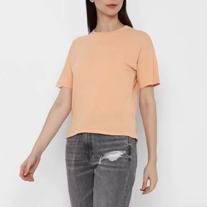 Camisetas Deportivas Personalizadas para Mujer, Cuello en V, Manga Corta, Algodón Transpirable, Lisas, Ajustadas, para Verano - Product Image 6