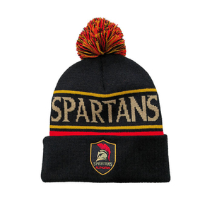 Spartans Knitted Beanie <b>Hat</b> With Pom Pom Embroidered Logo Winter <b>Warm</b> Cuffed Cap Unisex Adult Casual Headwear - Product Image 1