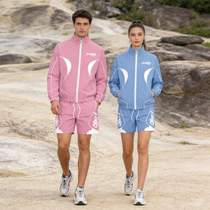 Custom Outdoor Spring <b>Summer</b> Windproof Shorts Set Men's Casual <b>Lightweight</b> <b>Jacket</b> Tracksuit Short Windbreaker Set Men - Product Image 3