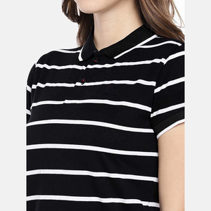 Camiseta Polo a Rayas Personalizada al por Mayor para Mujer, Manga Corta, 100% Algodón, Tejido Transpirable, Corte Regular Informal, para Primavera y Verano - Product Image 4