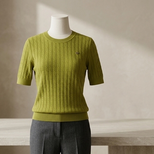 Pull décontracté en maille côtelée olive (P8T26204) – Chandail long d'hiver ODM avec motif imprimé - Product Image 3