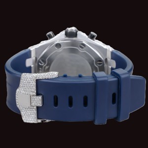 Reloj Unisex de Lujo con Diamantes Moissanite Brillantes Personalizados, Correa de Goma Azul, Certificado, Precio al por Mayor - Product Image 5