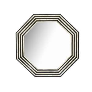 Cadre de miroir en résine avec incrustation de os, style artisanal traditionnel et influences contemporaines, pour un intérieur de luxe - Product Image 1