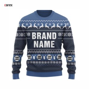 Suéter Navideño Corex con Logotipo Personalizado, Cuello Redondo, Tejido en Color Azul Marino, Impresión por Sublimación, Nombre del Equipo, Transpirable, para Hombre - Product Image 4