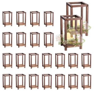 24 Lanterne Rustiche in Legno di Cedro per Matrimoni, Portacandele Decorativi per Centrotavola - Product Image 1