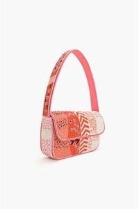 Sac bandoulière léger pour femme, imprimé corail avec empiècements perlés et rabat, capacité jusqu'à 1L, idéal pour mariage - Product Image 5