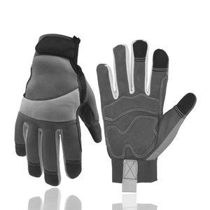 Gants de travail en cuir pour la construction industrielle avec logo personnalisé, gants de sécurité mécaniques flexibles compatibles avec les écrans tactiles - Product Image 1