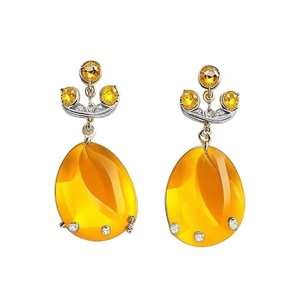 Boucles d'oreilles en argent sterling 925 fleur de jade jaune naturel pour femmes boucles d'oreilles fines pour femmes 2025 - Product Image 1