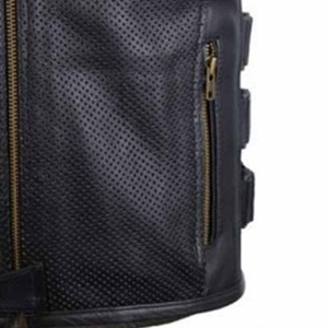 Chaleco de Cuero Negro para Hombre, Estilo Motero, Cuello en V, con Bolsillos, Estilo Vintage, para Club, a la Moda, Cálido para Invierno, de Alta Calidad OEM - Product Image 3
