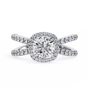 Bague de fiançailles en diamant de laboratoire taille coussin 1,75 ct, en vermeil or jaune 18 carats, avec halo pavé et tige pavée, pour femme - Product Image 3