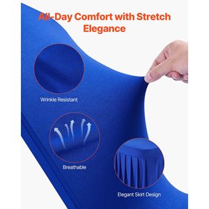 Housse de chaise extensible personnalisée en polyester et élasthanne bleue, à devant plat, pour mariage, fête, banquet - 30 pièces - Product Image 3