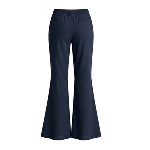 Pantalones Acampanados para Mujer, Cintura Elástica, Tejido Suave, 100% Algodón, Pantalón Casual, Fabricante de Ropa OEM ODM, Proveedor al por Mayor de Marca Privada - Product Image 2
