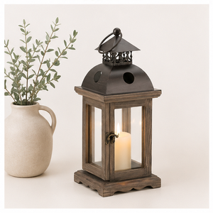Farol de Madera Rústico Moderno al por Mayor con Tapa Metálica Antigua, Decoración Ecológica Navideña para Interiores del Hogar - Product Image 4