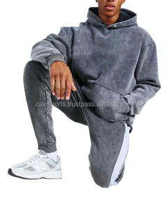2026 Custom Men's Acid Wash Pullover Tracksuit Printed Streetwear Hoodie Sweatpants Set Embroidered Logo Plus Size Breathable - Product Image 4