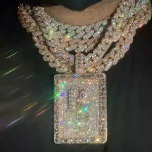 Colgante de Letra Personalizado con Incrustaciones de Moissanita, Moissanita Natural VVS1 D, Colgante Hip Hop Personalizado, Colgante de Moissanita con Incrustaciones, Colgante de Amuleto para Hombre - Product Image 5