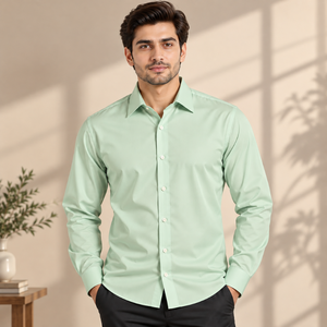 Mens 100% Polyester Plain Full Sleeve <b>Shirt</b> <b>Formal</b> Casual Button Down Lightweight Quick Dry Wrinkle Resistant Wholesale Supplier - Product Image 4