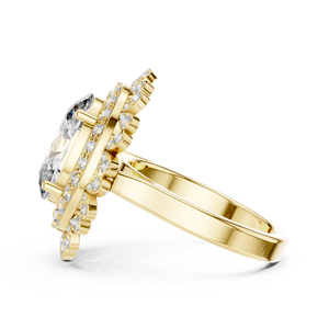 Bague de fiançailles en or massif 14K 18K avec diamant de laboratoire taille ovale, double halo floral, certifiée IGI DEF VVS, vente en gros - Product Image 5