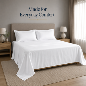 ผ้าปูที่นอนสีขาวล้วน 300 เส้นด้าย สำหรับโรงแรม |   ผ้าปูที่นอนผ้าฝ้ายเนื้อนุ่ม ระบายอากาศได้ดี สำหรับโรงแรม รีสอร์ท ห้องพัก และเตียงนอนระดับพรีเมียมที่บ้าน - Product Image 4