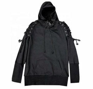 Sudadera con Capucha Extra Grande para Hombre, Color Negro Sólido, Tejido de Algodón, Corte Casual, Largo Regular, Diseño con Bolsillos, Ropa de Otoño - Product Image 1
