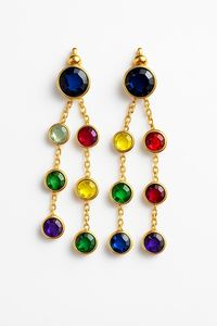 925 Sterling <b>Silver</b> 14K Gold Plated Rainbow Gemstone Dangle Earrings Multicolor Crystal Statement Jewelry Gift - Product Image 3