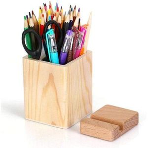 Portalápices de Madera con Acabado Natural para Oficina y Escuela, Diseño Duradero - Product Image 1